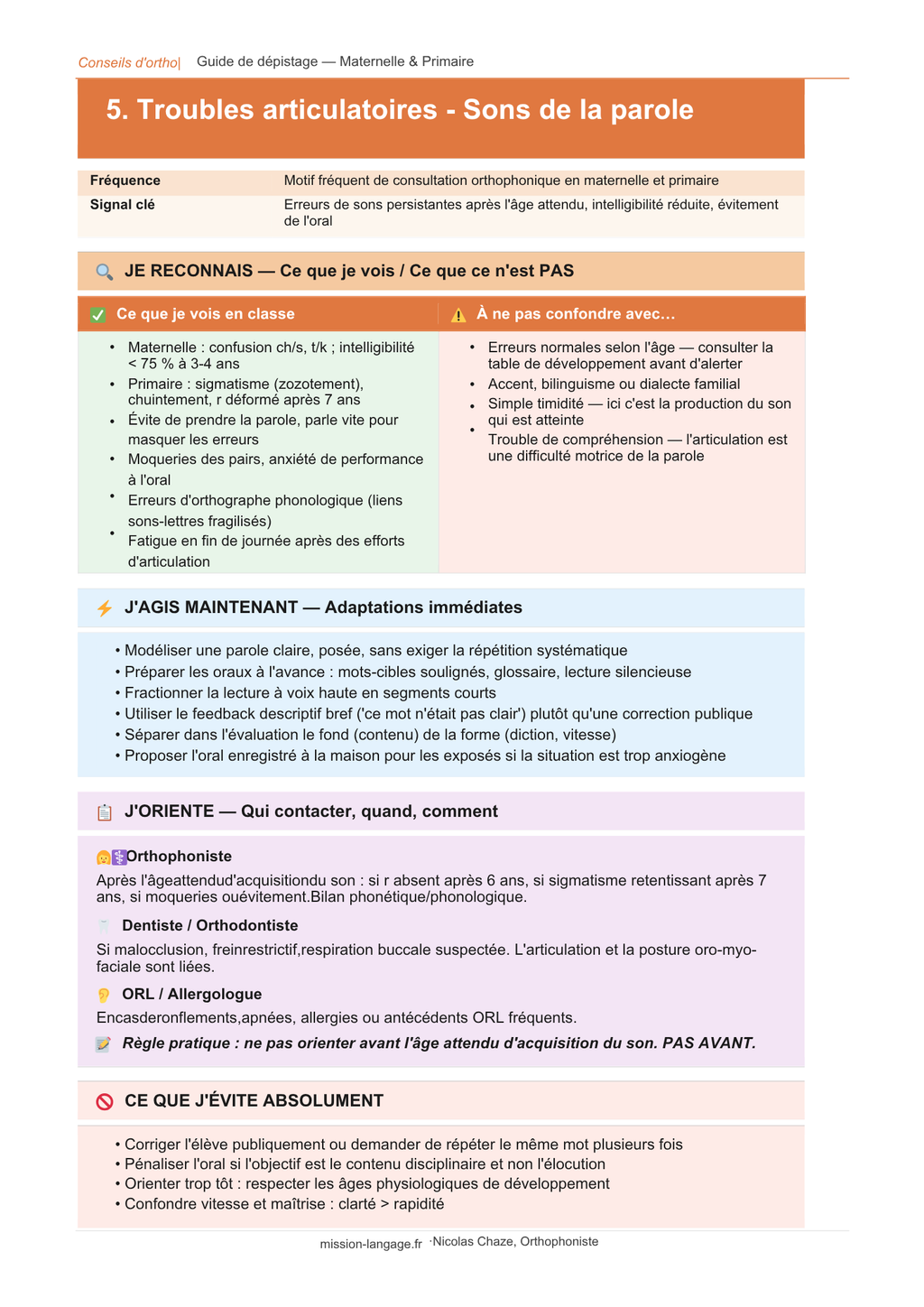 Guide de dépistage des troubles neurodéveloppementaux et du langage