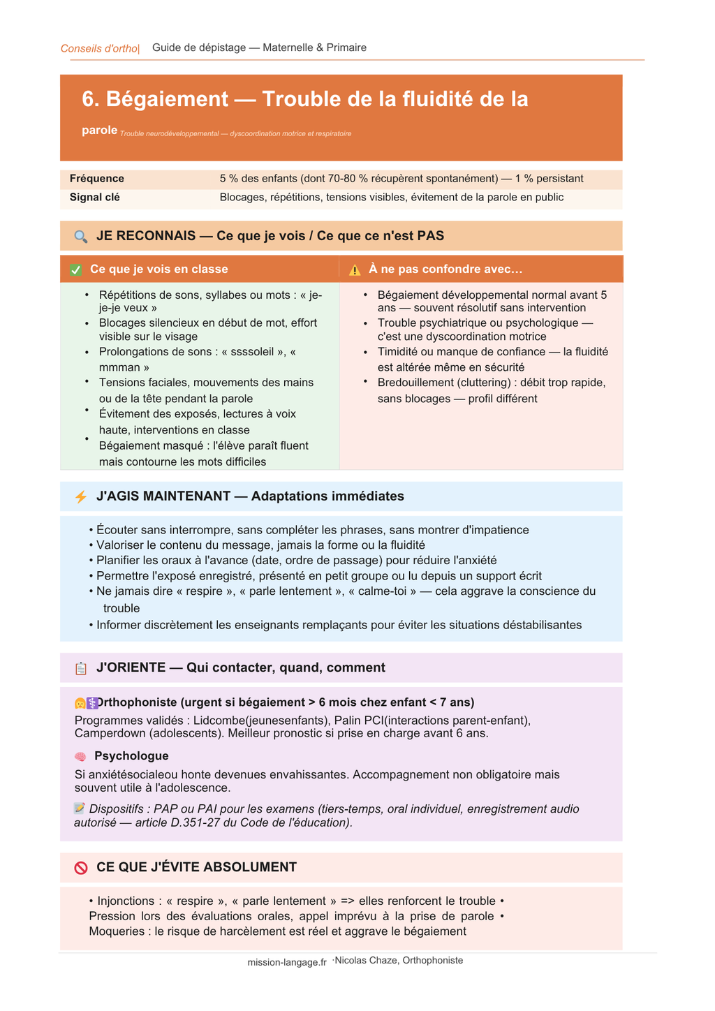 Guide de dépistage des troubles neurodéveloppementaux et du langage