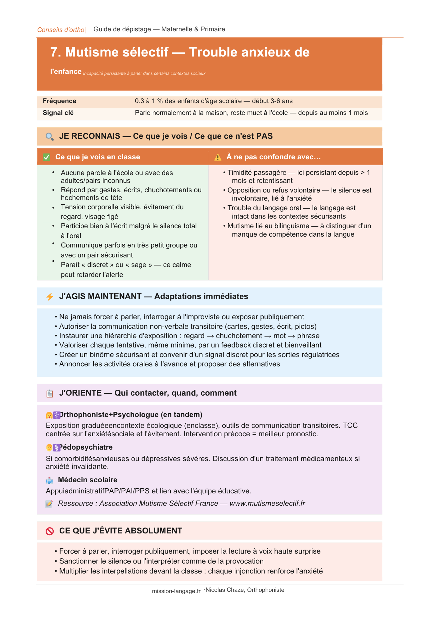 Guide de dépistage des troubles neurodéveloppementaux et du langage