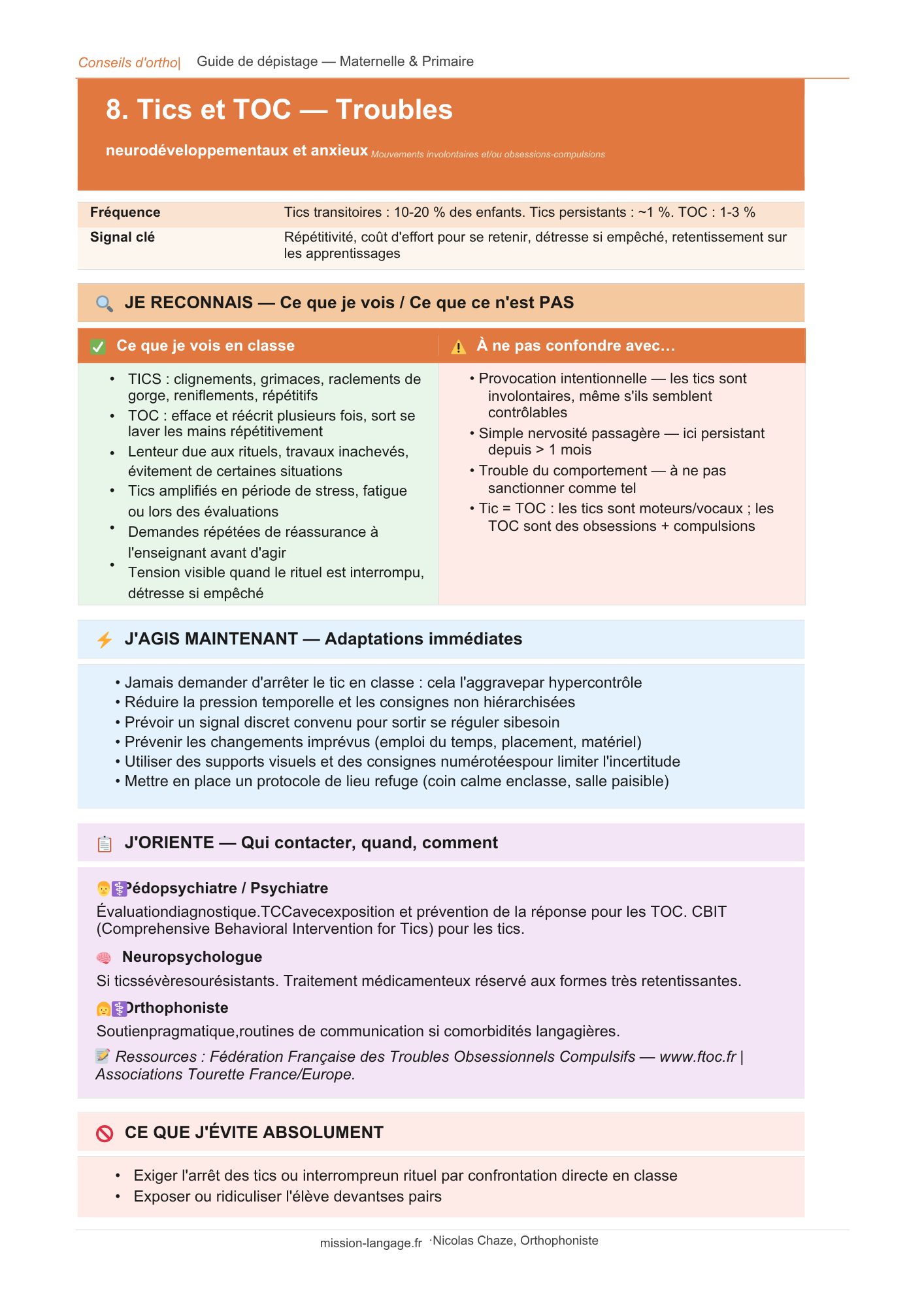 Guide de dépistage des troubles neurodéveloppementaux et du langage