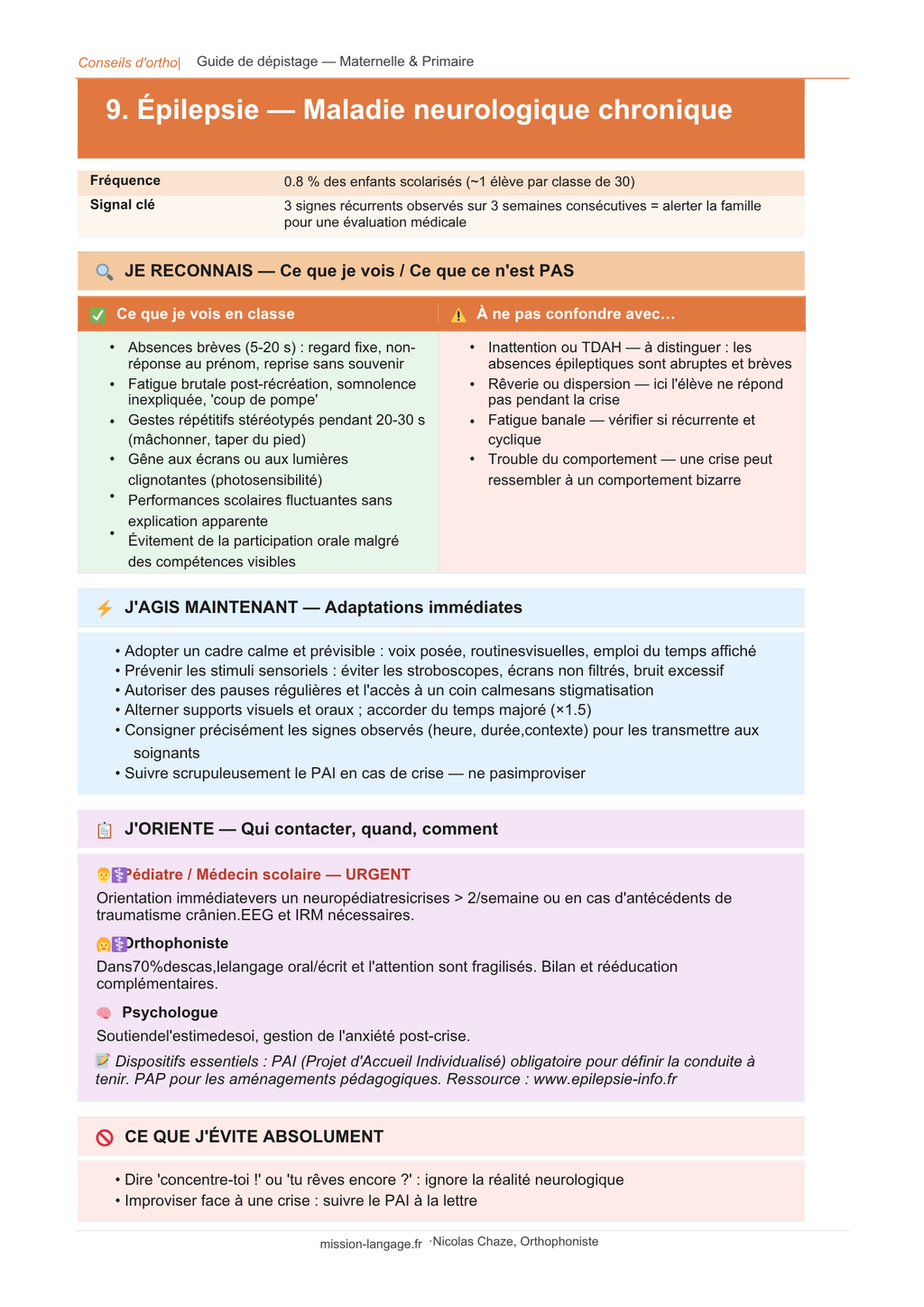 Guide de dépistage des troubles neurodéveloppementaux et du langage