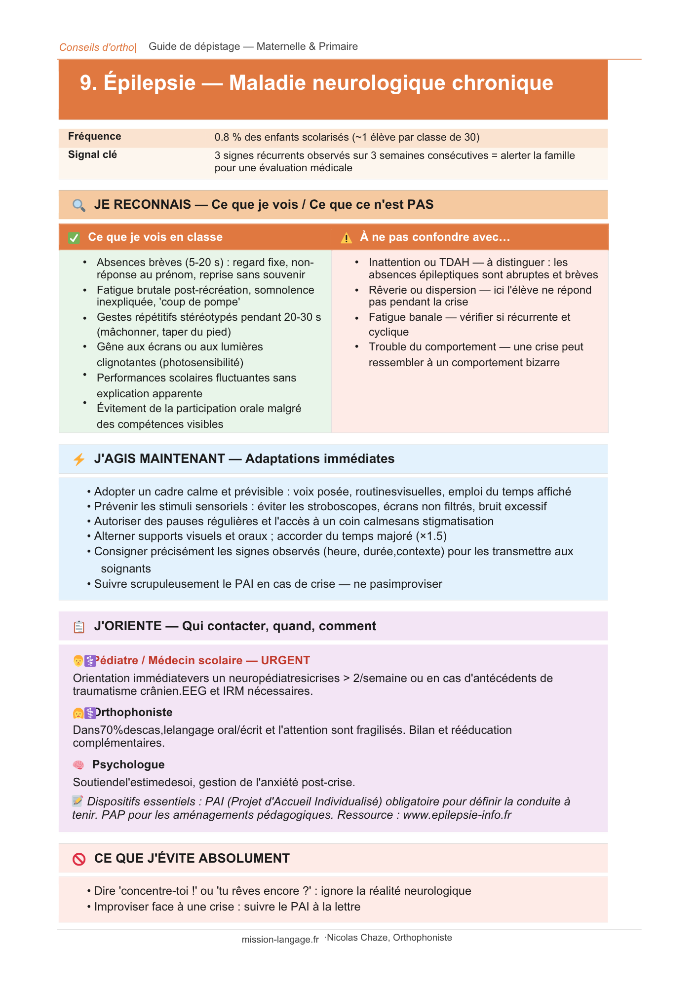 Guide de dépistage des troubles neurodéveloppementaux et du langage