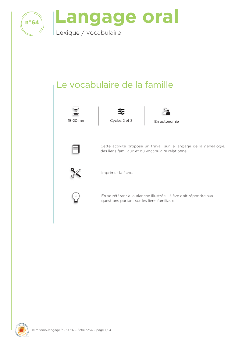Le vocabulaire de la famille