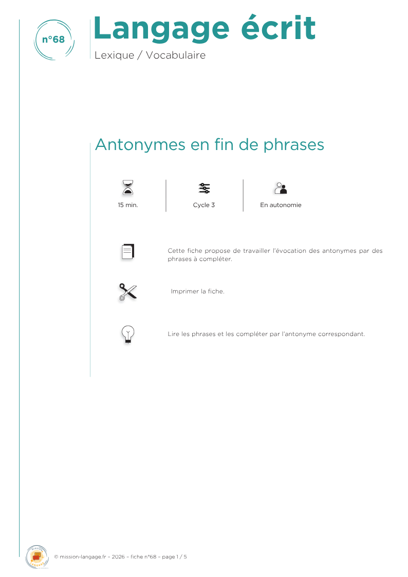 Antonymes en fin de phrases