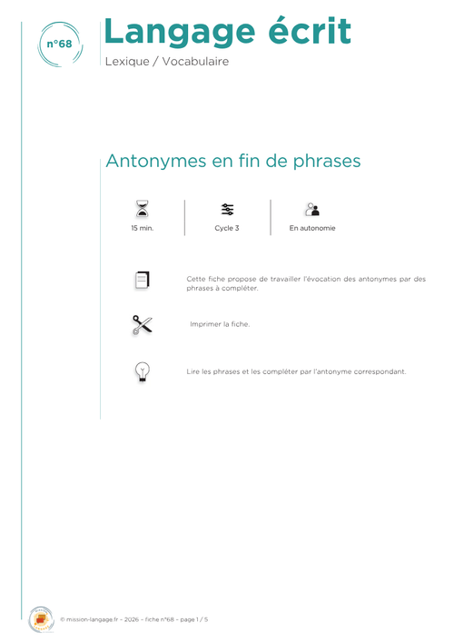 Antonymes en fin de phrases