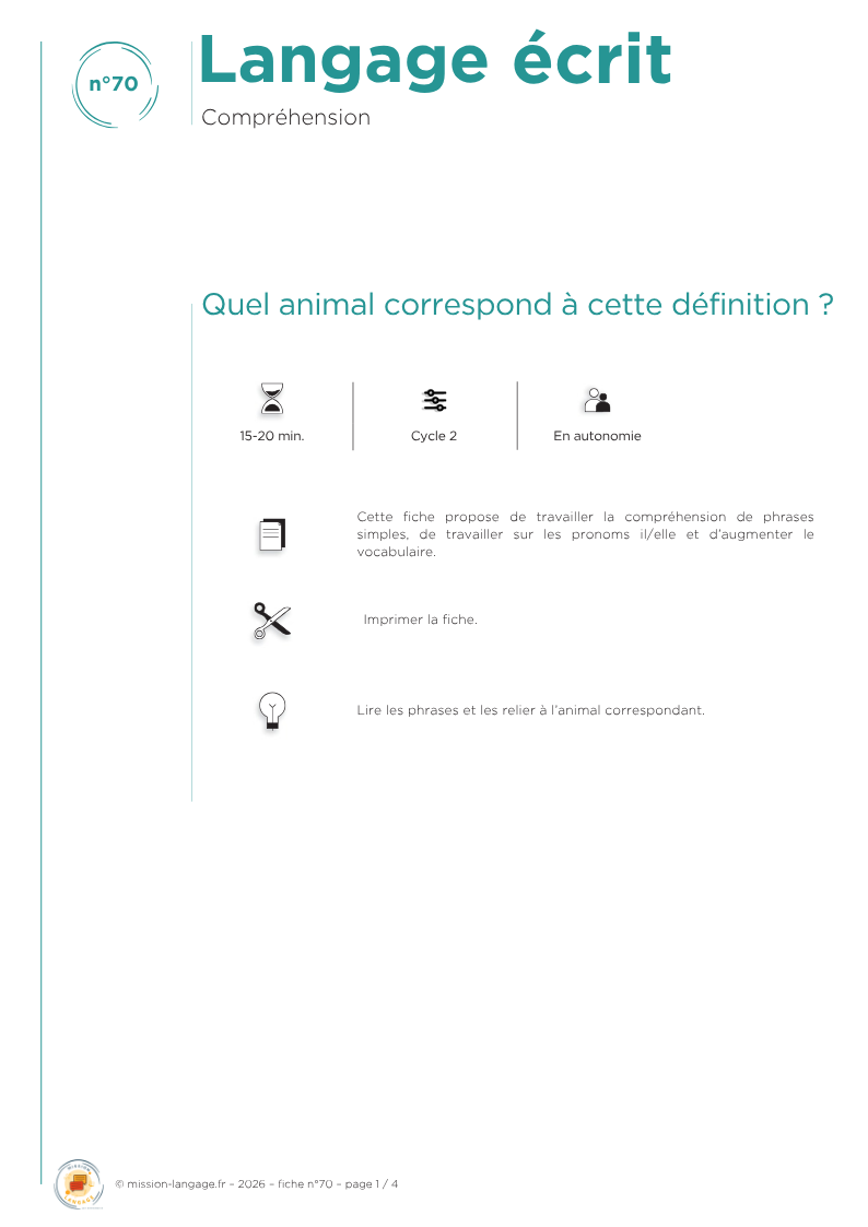 Quel animal correspond à cette définition ?