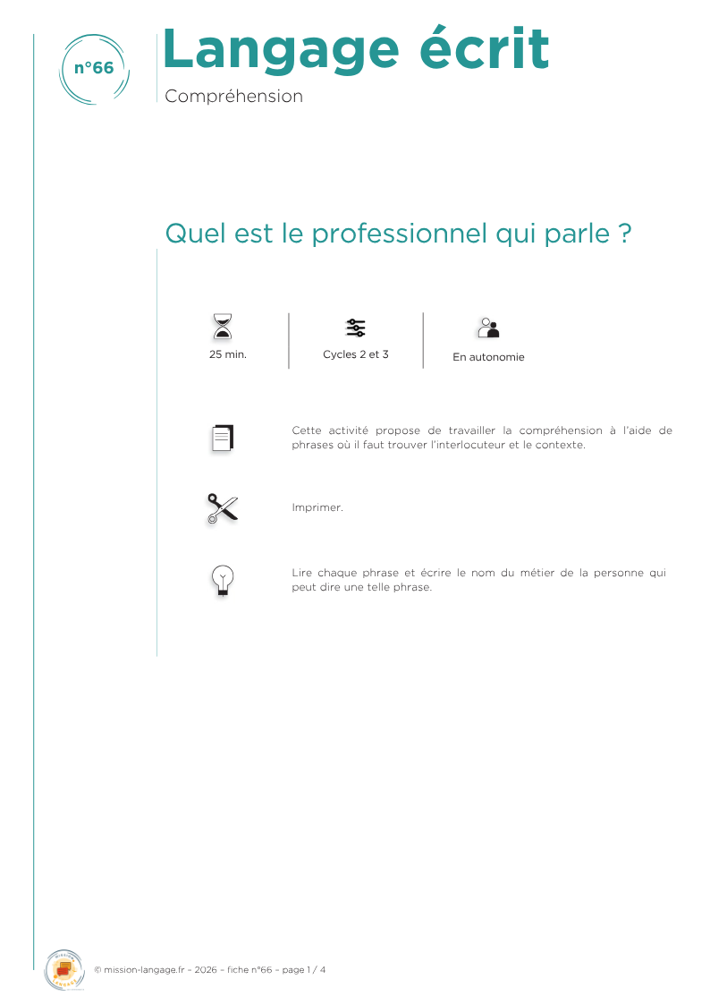 Quel est le professionnel qui parle ?