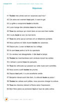 Les déterminants  tout / toute / toutes / tous