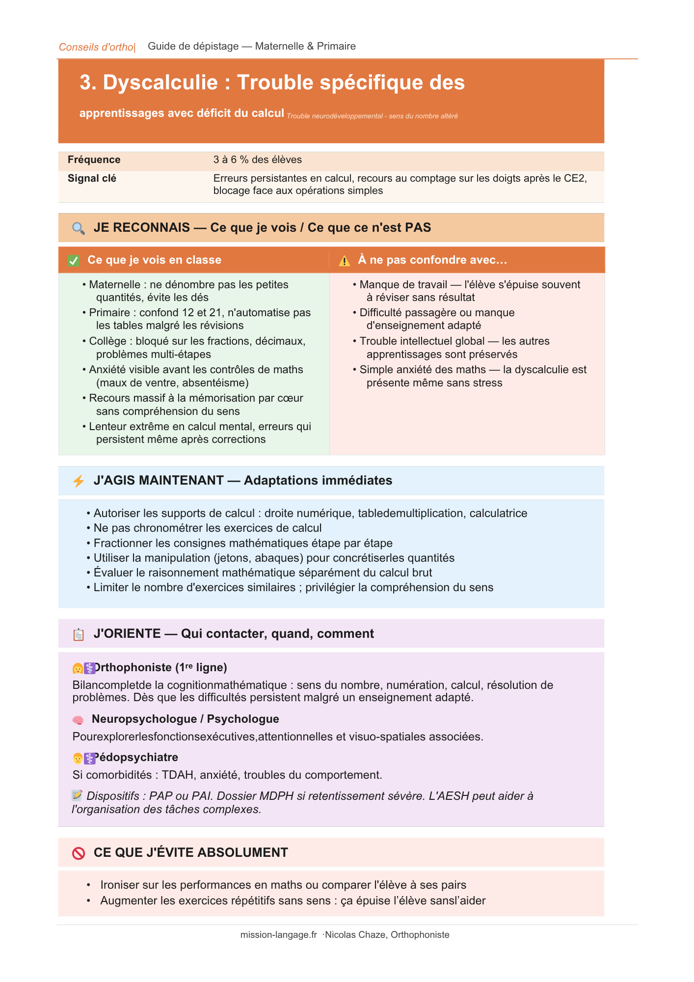 Guide de dépistage des troubles neurodéveloppementaux et du langage