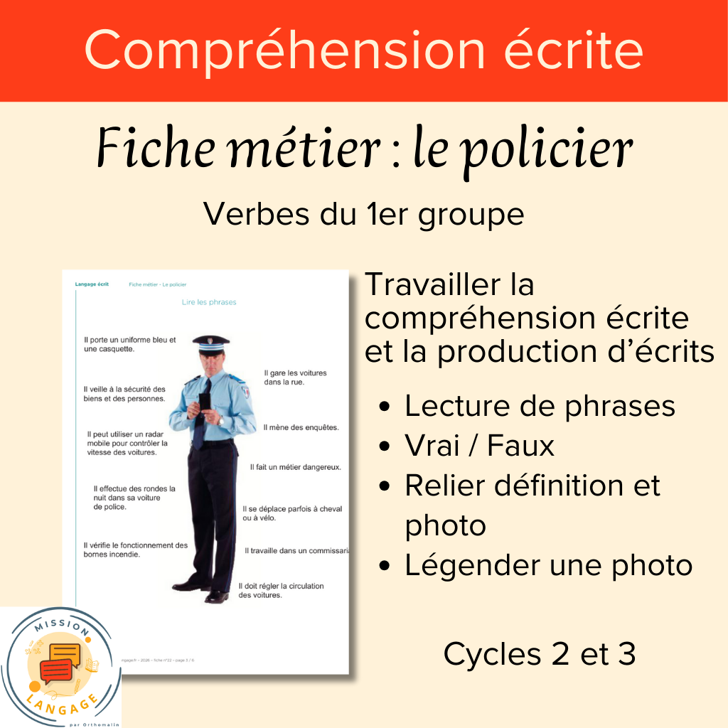 Fiche métier : le policier