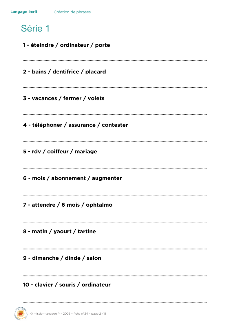 Création de phrases