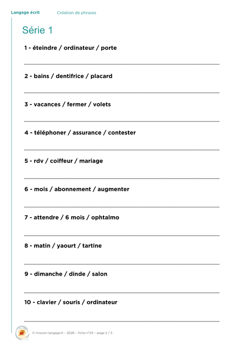 Création de phrases