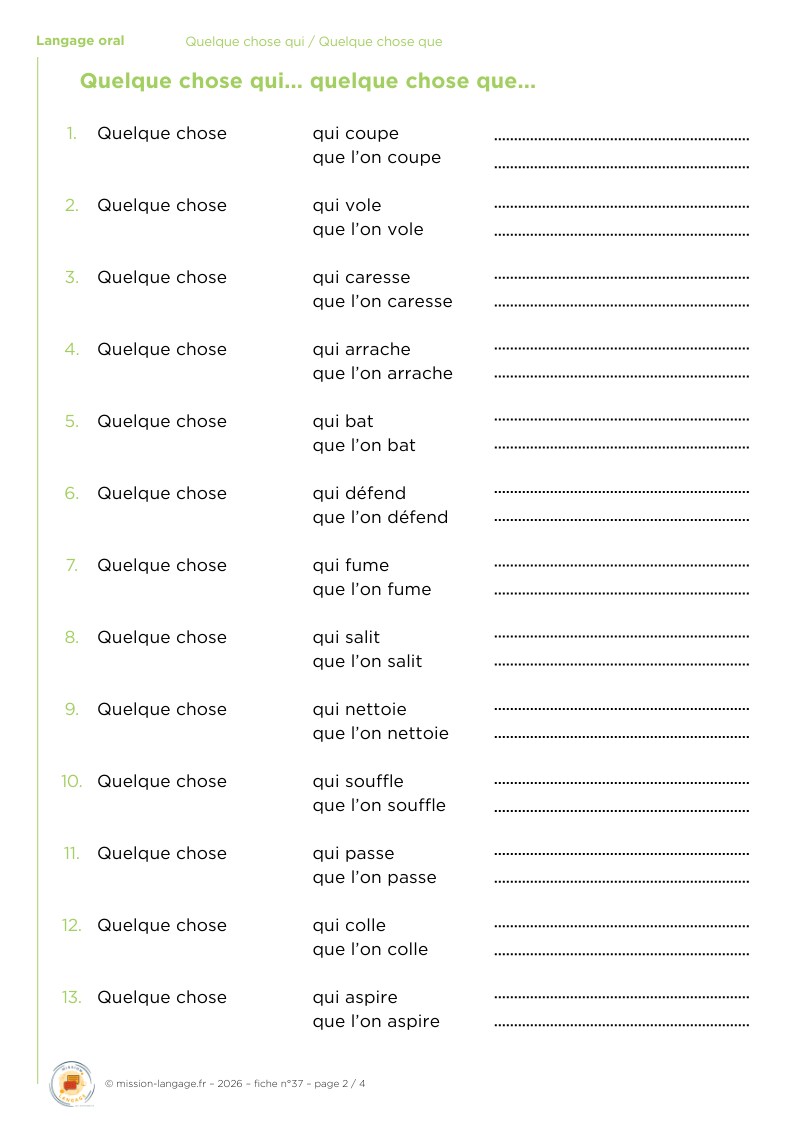 Quelque chose qui / Quelque chose que