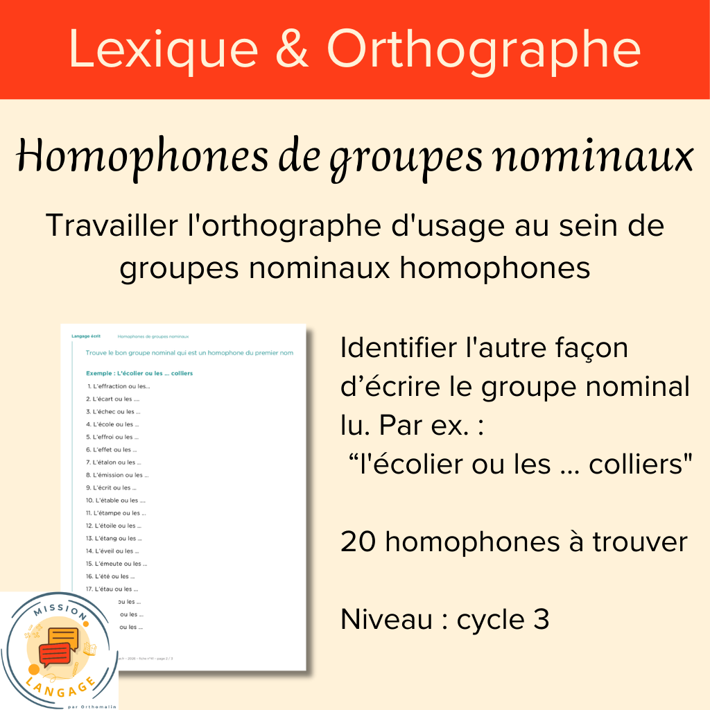Homophones de groupes nominaux