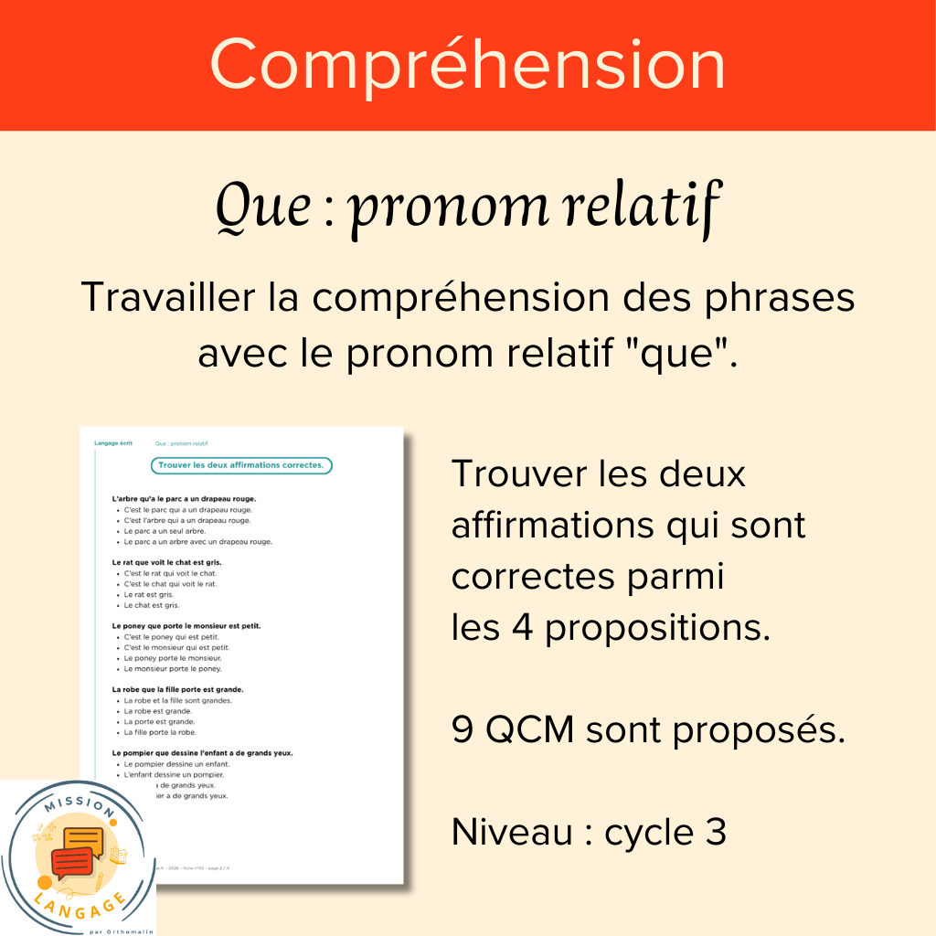 Que : pronom relatif