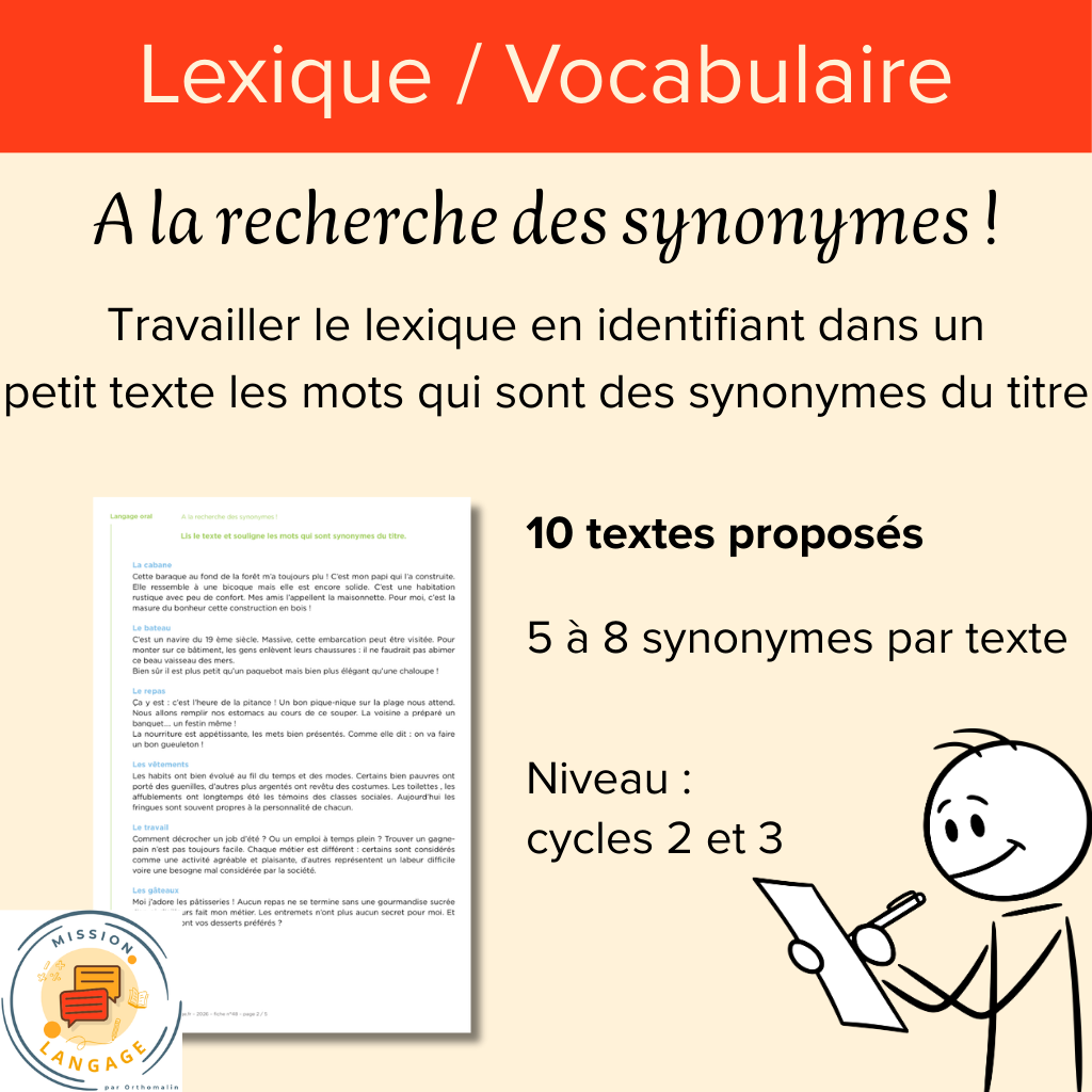 A la recherche des synonymes !