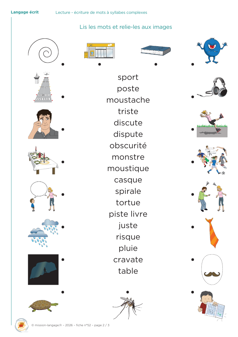 Lecture - écriture de mots à syllabes complexes
