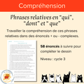 Phrases relatives en “qui” , “dont” et “ que”