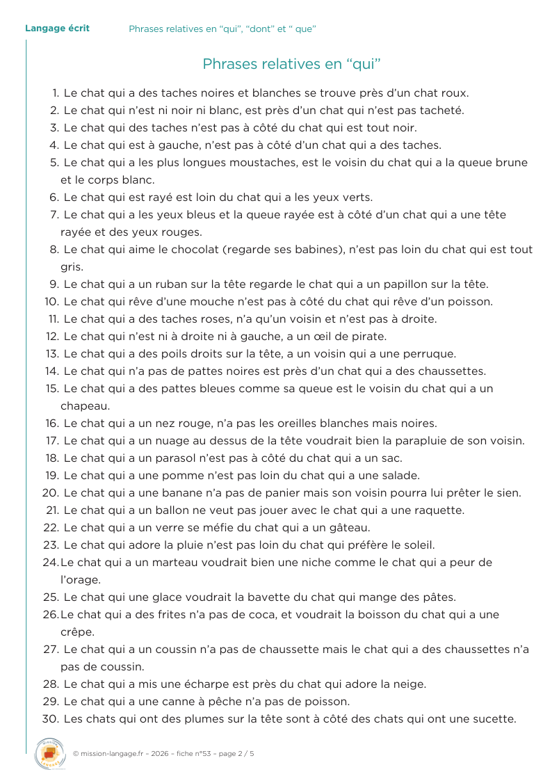 Phrases relatives en “qui” , “dont” et “ que”