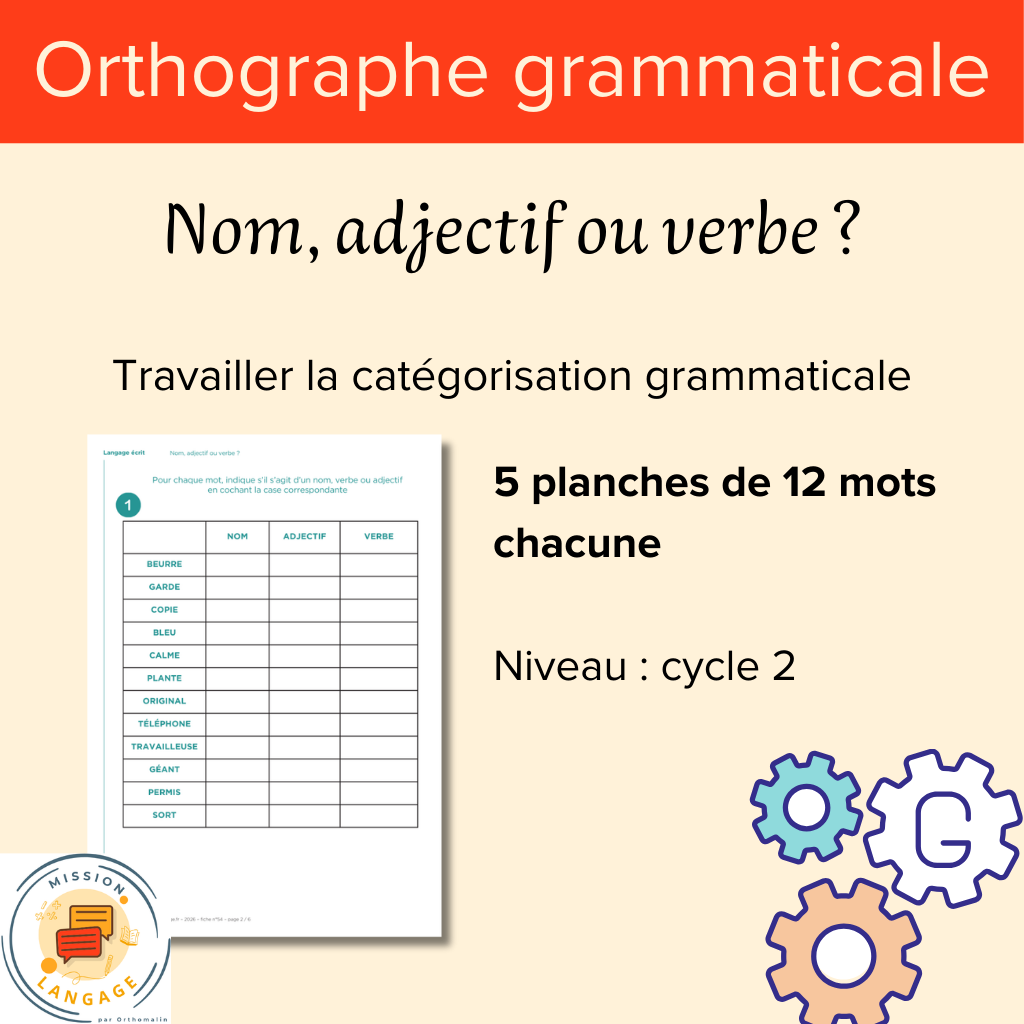 Nom, adjectif ou verbe ?