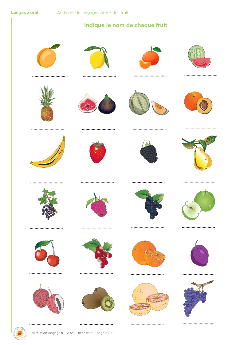 Activités de langage autour des fruits