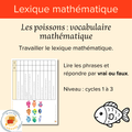 Les poissons : vocabulaire mathématique