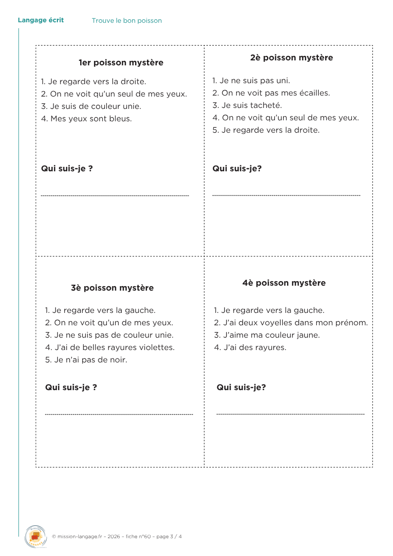 Trouve le bon poisson