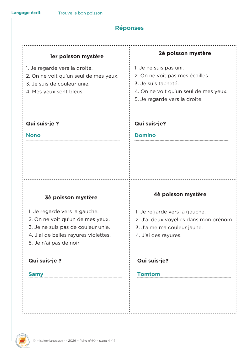 Trouve le bon poisson