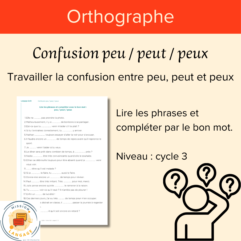 Confusion peu / peut / peux