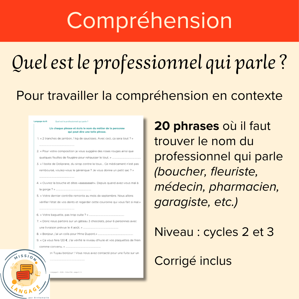 Quel est le professionnel qui parle ?