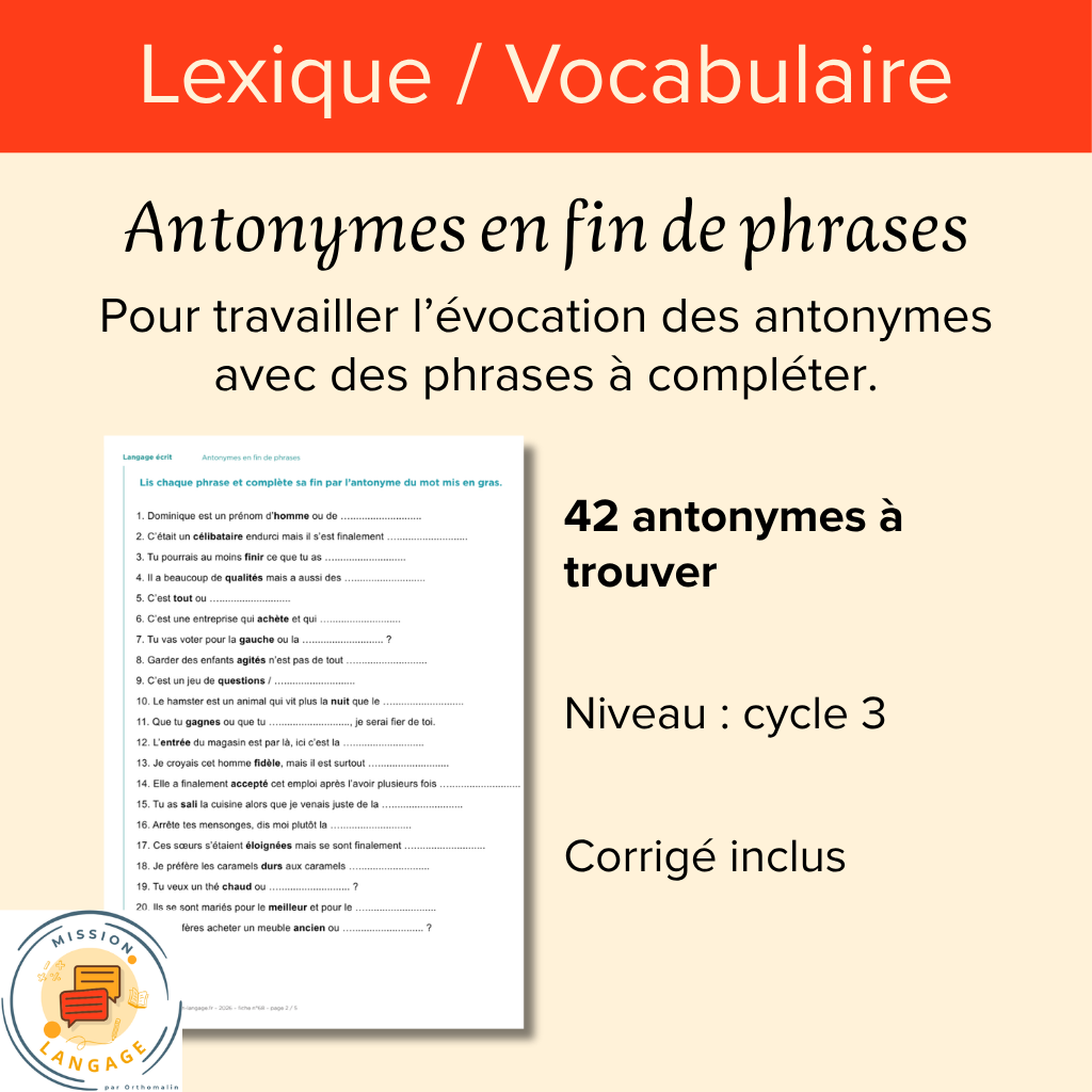 Antonymes en fin de phrases