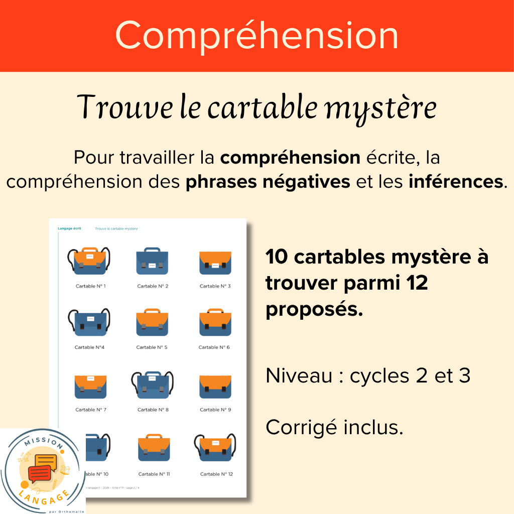 Trouve le cartable mystère