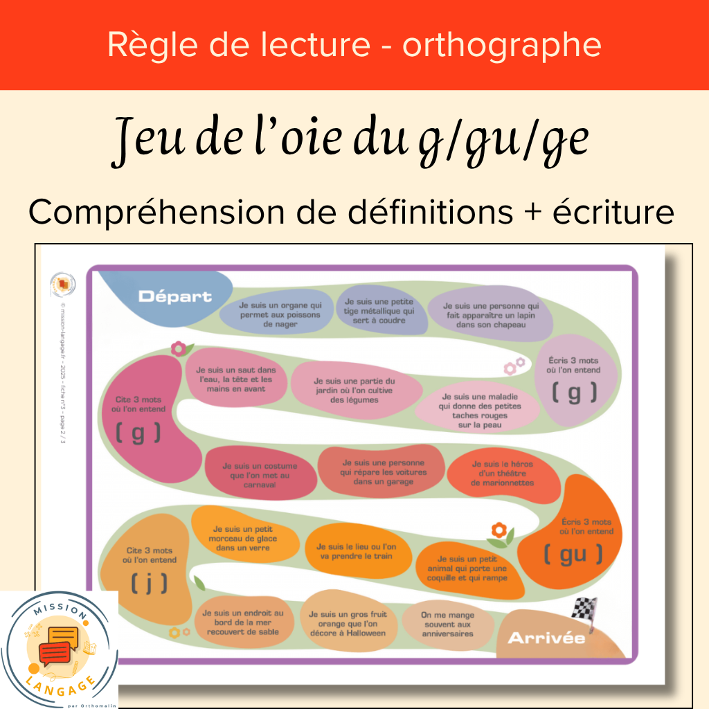 Jeu de l’oie g/gu/ge